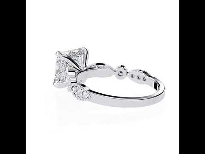 Princess Diamond Hidden Halo with Milgrain Engagement Ring