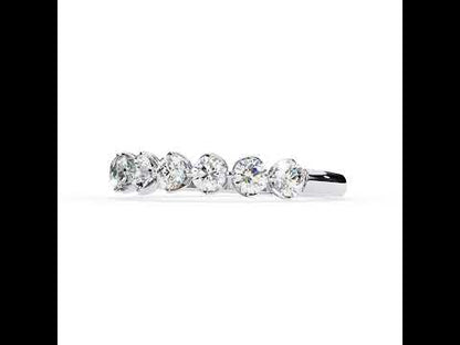 Round Diamond Unique Prong Set Wedding Band