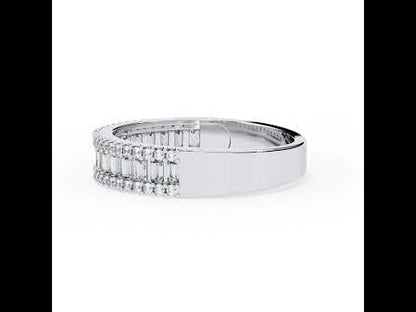 0.71 CT Baguette And Round Diamond Half Eternity Wedding Band
