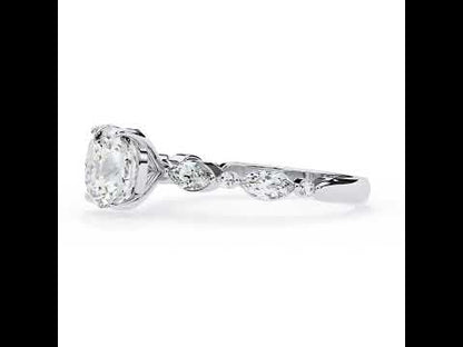 Cushion Solitaire Diamond With Accent Engagement Ring