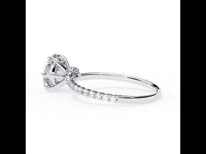 3.35 CT Cushion Mystic Secret Halo With Pave Engagement Ring